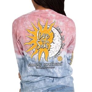 Simply Southern Long Sleeve Shirt - Red White and Blue Tie Dye - Size: Small